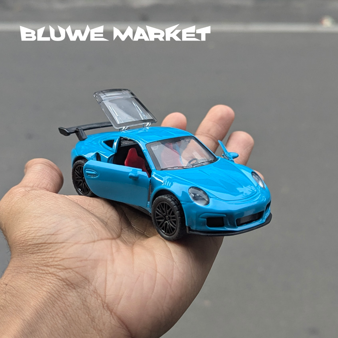 Porsche Blue 1:36 Scale Diecast Car